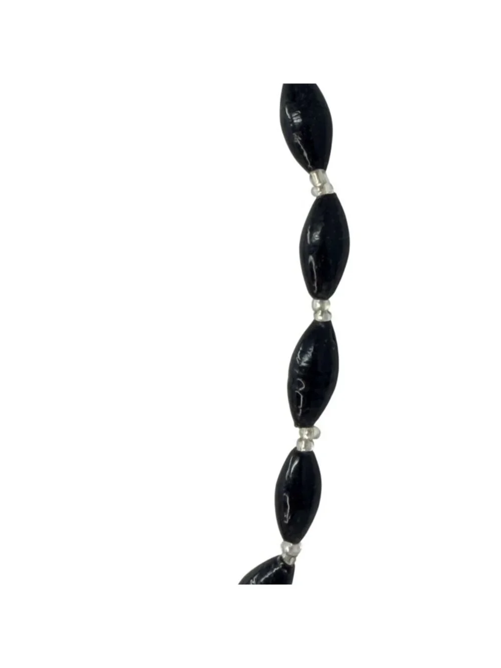 Vintage 1960s Black Glass Bead Necklace Made in‎ India New Old Stock Never Worn